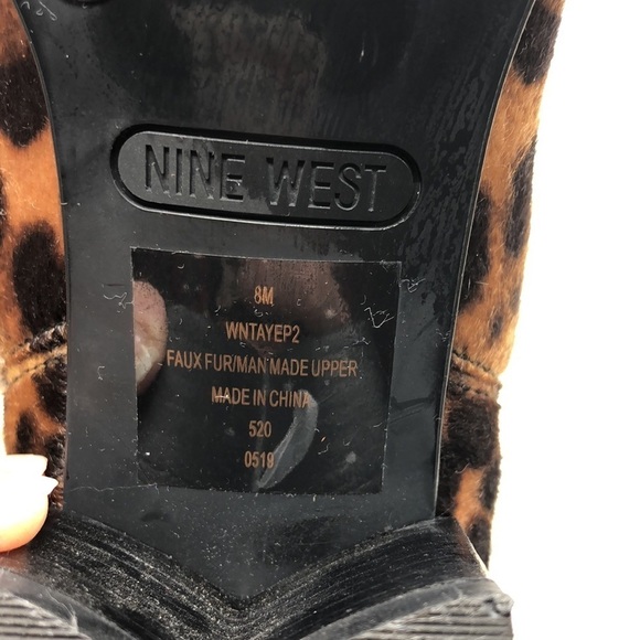 Nine West Textile/Made Upper Leopard Faux Fur Slip on Booties Size 8 - Picture 8 of 8
